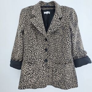 Gerard Darel Animal Print Brown And Black Relaxed Fit Vintage Blazer